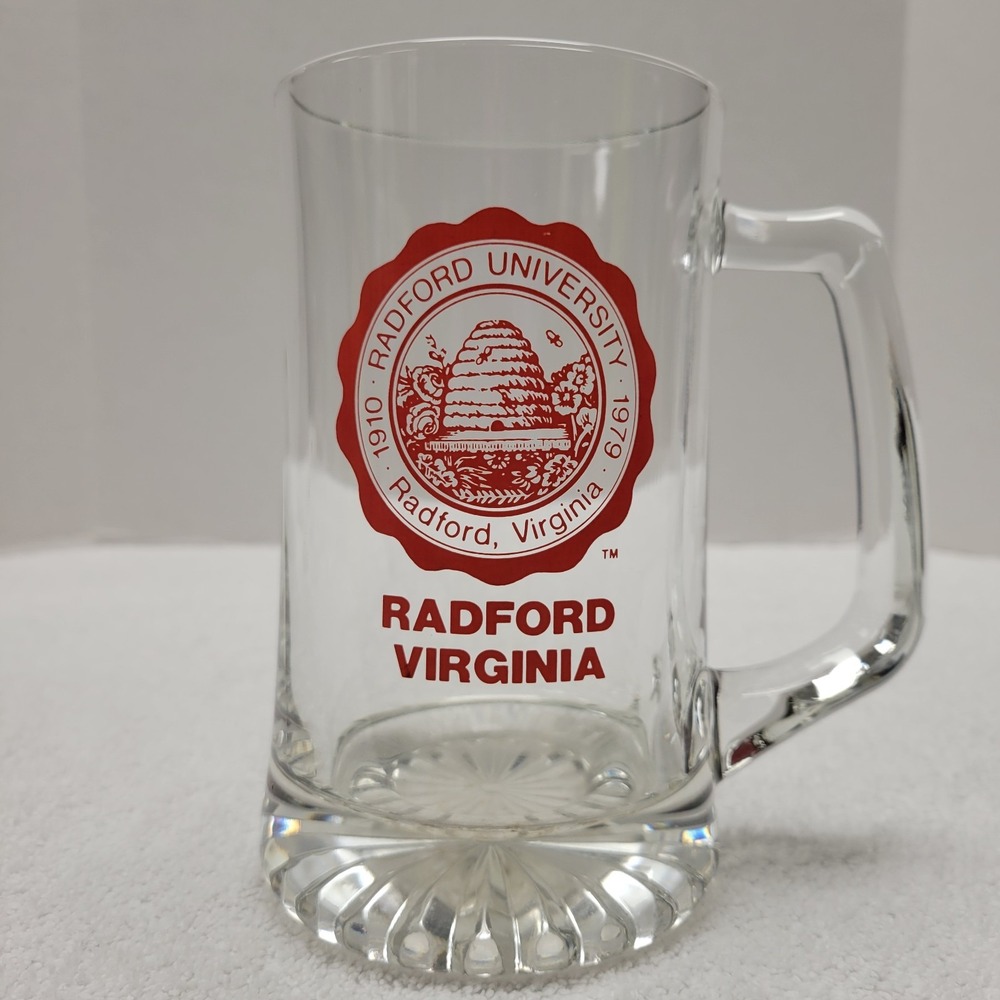Radford University heavy glass beer mug